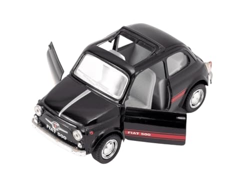 Easy Toys Modellauto kompatibel mit Vintage FIAT 500. Maßstabsgetreues Spielzeugauto mit zu öffnenden Türen. Automodellierung. (500c Schwarz) von Easy Toys