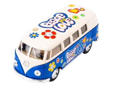 Easy Toys Modellauto kompatibel mit Volkswagen Classic Bus. Maßstabsgetreuer Spielzeugtransporter mit aufklappbaren Türen. Automodellierung. (1962 Blau) von Easy Toys