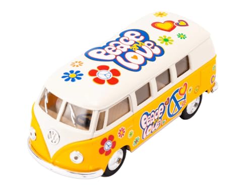 Easy Toys Modellauto kompatibel mit Volkswagen Classic Bus. Maßstabsgetreuer Spielzeugtransporter mit aufklappbaren Türen. Automodellierung. (1962 Gelb) von Easy Toys