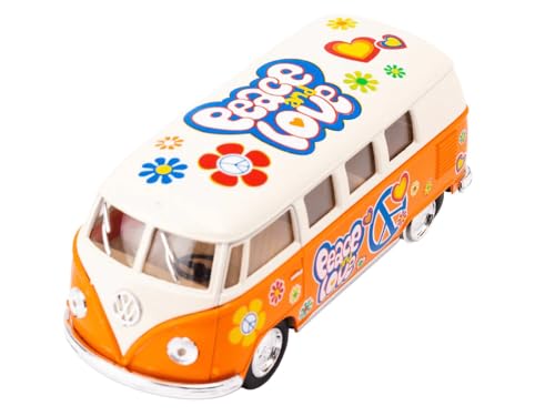 Easy Toys Modellauto kompatibel mit Volkswagen Classic Bus. Maßstabsgetreuer Spielzeugtransporter mit aufklappbaren Türen. Automodellierung. (1962 Orange) von Easy Toys