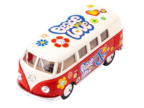 Easy Toys Modellauto kompatibel mit Volkswagen Classic Bus. Maßstabsgetreuer Spielzeugtransporter mit aufklappbaren Türen. Automodellierung. (1962 Rot) von Easy Toys