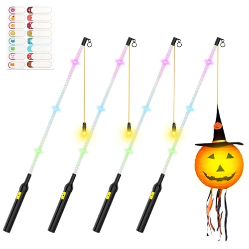 EasyAcc 4er Elektrischer Laternenstab LED DIY Aufkleber Laternenstab 50cm für St Martin Laterne Kinder Stab Laternenumzüge Halloween Zauberstäbe Party Kostümpartys Kinderpartys Kindergarten von EasyAcc