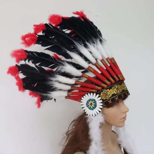 EasyByMall Exquisiter Feder-Kopfschmuck für Tribe Chief-Kostüm, Halloween-Partys und Bühnenauftritte (6) von EasyByMall