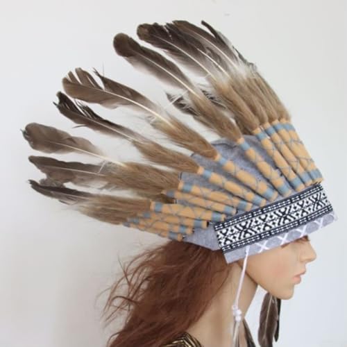 EasyByMall Exquisiter Tribal-Feder-Kopfschmuck für Halloween-Partys und Bühnenauftritte (5) von EasyByMall