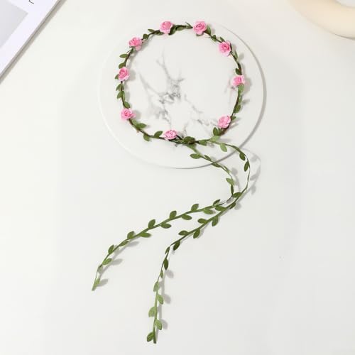 EasyByMall Mehrfarbige Blumenkrone, Haarschmuck, perfekt für festliche Veranstaltungen und für Partys, Pfirsichrosa, 18 Stück von EasyByMall
