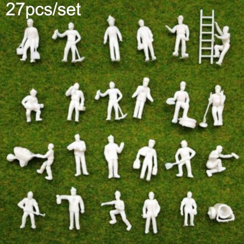 EasyByMall Verbessern Sie Ihr Eisenbahn-Diorama mit einem Set von 27 Arbeiterfiguren aus Kunststoff, die perfekt für HO OO Messgeräte geeignet sind von EasyByMall