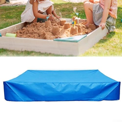 Sandkastenabdeckung, wasserdicht, blau, Garten-Sandkastenabdeckung, quadratische Sandkastenabdeckung, staubdichte Schutzabdeckung zum Schutz von Kinderspielzeug (120 x 120 x 20 cm) von EasyByMall