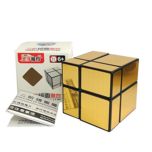 EasyGame Magic Cube Puzzle, 2X2 Geschwindigkeit Spiegel Würfel Aufkleber Puzzle 1.9X1.9X1.9cm Goldene Farbe von EasyGame