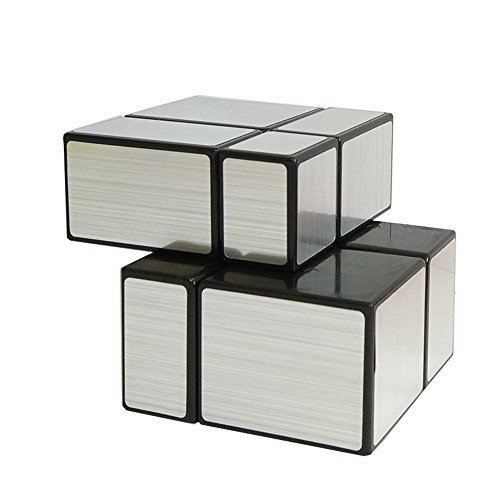 EasyGame Magic Cube Puzzle, 2X2 Geschwindigkeit Spiegel Würfel Aufkleber Puzzle 1.9X1.9X1.9cm Silber Farbe von EasyGame