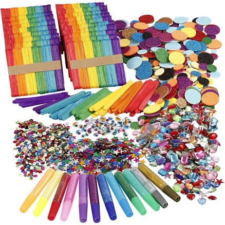 Glitzer und Holzstäbchen, Sortierte Farben, 1 Set Glitzer und Holzstäbchen, Sortierte Farben, 1 Set von EasyKit