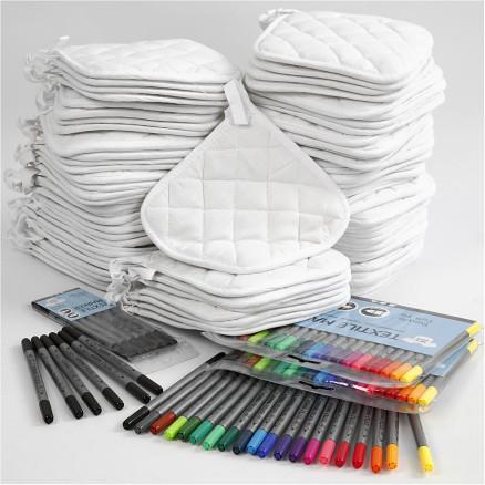 Topflappen & Textilmalstifte, Schwarz, Weiß, 1 Set von EasyKit