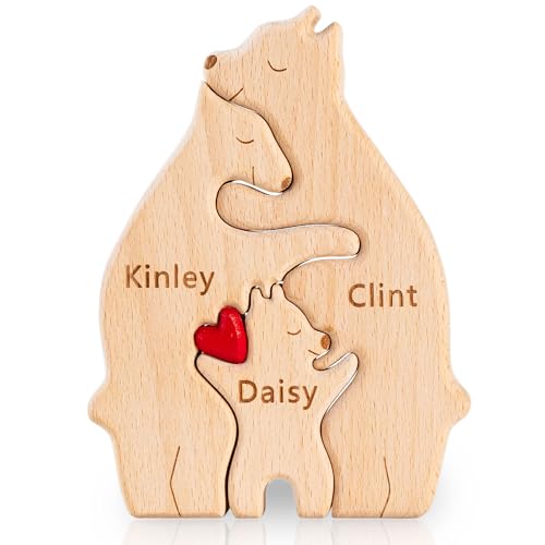 Easycosy personalisiertes Holzkpuzzle der Bärenfamilie mit 2-7 Namen| liebevolle Familien Geschenke für Mama, Oma Mutter zum Muttertag | Holz Bär Skulpturen als Desktop Ornament, Tischdekoration Easycosy personalisiertes Holzkpuzzle der Bärenfamilie mit 2-7 Namen| liebevolle Familien Geschenke für Mama, Oma Mutter zum Muttertag | Holz Bär Skulpturen als Desktop Ornament, Tischdekoration von Easycosy