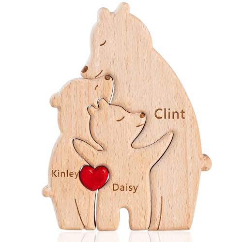 Easycosy personalisiertes Holzkpuzzle der Bärenfamilie mit 2-7 Namen| liebevolle Familien Geschenke für Mama, Oma Mutter zum Muttertag | Holz Bär Skulpturen als Desktop Ornament, Tischdekoration Easycosy personalisiertes Holzkpuzzle der Bärenfamilie mit 2-7 Namen| liebevolle Familien Geschenke für Mama, Oma Mutter zum Muttertag | Holz Bär Skulpturen als Desktop Ornament, Tischdekoration von Easycosy