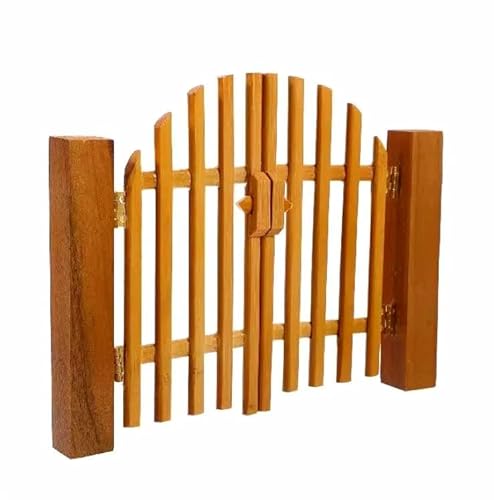 EatingBiting 1:12 Maßstab 1:12 Mini-Möbel Minihaus Minimalistisches Modell Miniaturzaun Holz Lattenzaun Tor Tür Fee Hof Holztür Modell Garten Dekoration von EatingBiting
