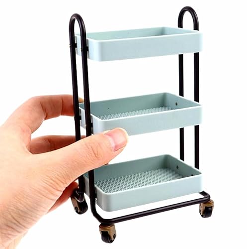 EatingBiting 1:6 Sacle Miniatur-Möbelwagen Miniatur-Bollerwagen Rollwagen 3 Schichten Lagerung mit Rädern Möbel Mini Haus Küche Restaurant Wagen Trolley Esswagen Regal Landschaft Dekoration von EatingBiting