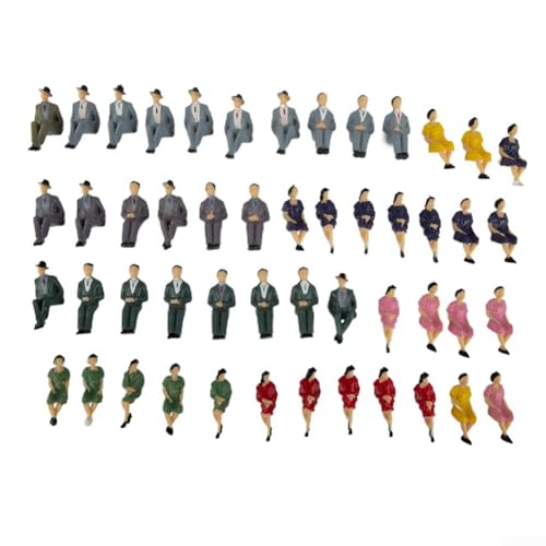 Eawfgtuw 50 Stück sitzende Kunststoff-Figuren im Maßstab 1:32, Miniatur-Personen-Set, gemalt gemischt, männlich und weiblich, architektonisches Modellzubehör für die Erstellung von Menschenmengen Eawfgtuw 50 Stück sitzende Kunststoff-Figuren im Maßstab 1:32, Miniatur-Personen-Set, gemalt gemischt, männlich und weiblich, architektonisches Modellzubehör für die Erstellung von Menschenmengen von Eawfgtuw