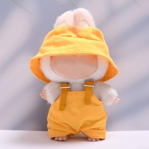 Eawfgtuw Handgefertigtes Set mit Overall und Hut (NoDoll Only Clothes) für 17 cm Puppen der ersten und zweiten Generation, Sammlerstück, Kostüm-Outfit (gelb) von Eawfgtuw