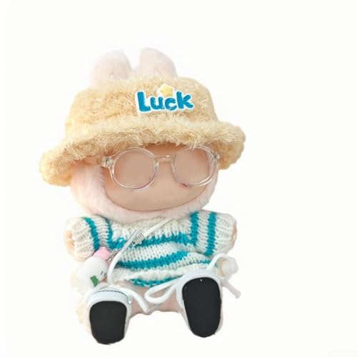 Eawfgtuw Modisches 5-teiliges Outfit-Set für 17 cm große Puppen mit Pullover, Hut, Brille, Schuhen und Dekoration, Sammleredition Mini-Puppenkleidungskollektion (blau) von Eawfgtuw