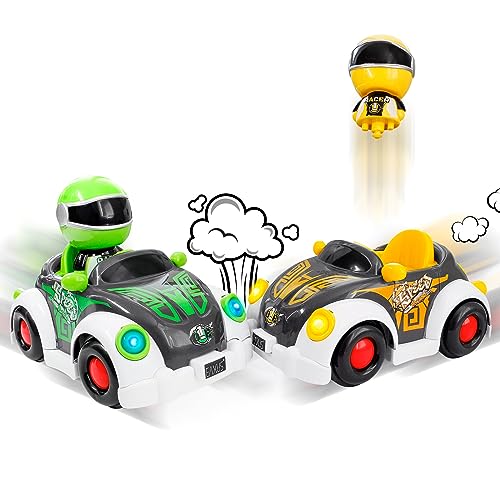 Eaxus® Super Bumper Car - 2X Stunt Kinder Crash Spielzeug Auto für 2 Spieler, Gelb & Grün von Eaxus