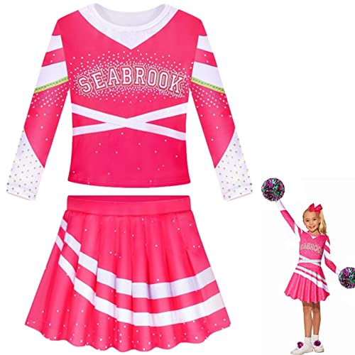Eayoly Party-Cheerleading-Kostüm - Waschbares Cheerleading-Outfit, weiches Mädchenkostü mit Pom Poms | Mädchen-Kleinkind-Kleidung für Halloween, Party, Geburtstag von Eayoly