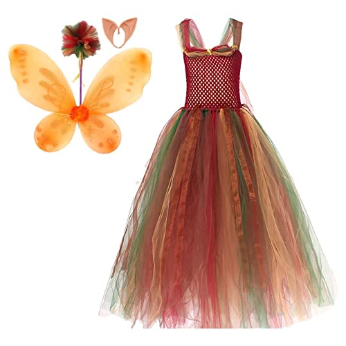 Prinzessin Fee Kleid Kinder,Bezauberndes Elfen-Fee-Kostüm - Prinzessin Fairy Dress Kids mit Flügeln Fairy Stick Ear Set für Kinder Cosplay von Eayoly