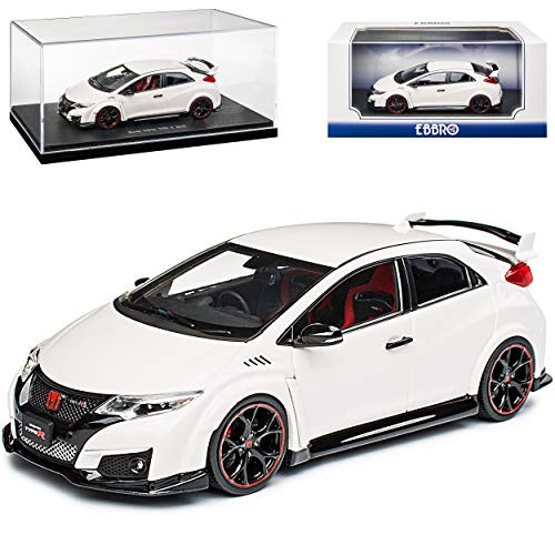 Ebbro Hon-da Civic Type-R 5 Türer Weiss Japan Rechtslenker 9. Generation 2011-2017 1/43 Modell Auto mit individiuellem Wunschkennzeichen von Ebbro