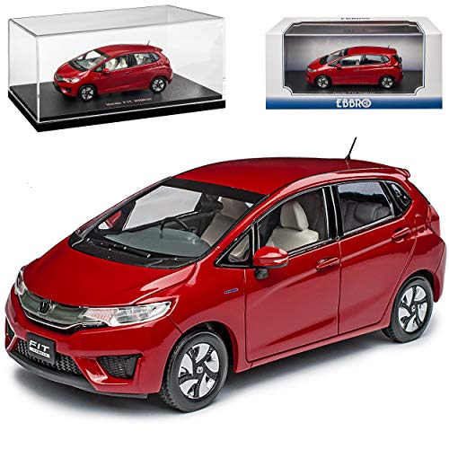Ebbro Hon-da Jazz Fit Hybrid Milano Rot 3. Generation Ab 2015 1/43 Modell Auto mit individiuellem Wunschkennzeichen von Ebbro