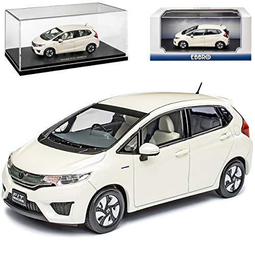Ebbro Hon-da Jazz Fit Hybrid Premium Weiss Pearl Metallic 3. Generation Ab 2015 1/43 Modell Auto mit individiuellem Wunschkennzeichen von Ebbro