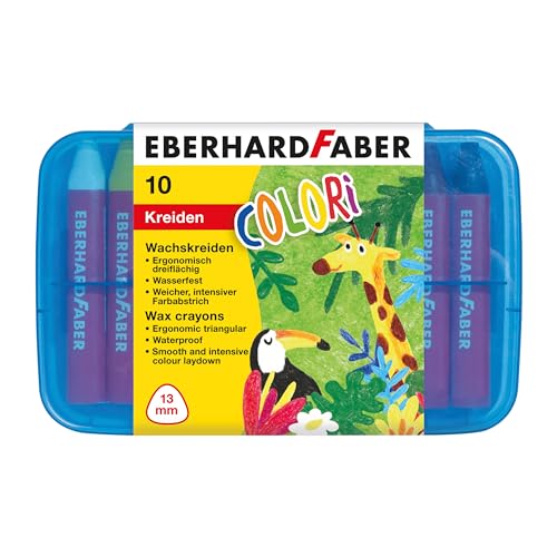 Eberhard Faber 524011 - Wachsmalkreiden dreiflächig, 10 Stück in Plastikbox von Eberhard Faber