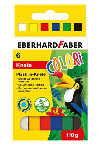 Eberhard Faber 572006 - Colori Plastilin-Knete in 6 leuchtenden Farben, weich und formbar, im Kartonetui, für kreativen Bastel- und Knetspaß von Eberhard Faber