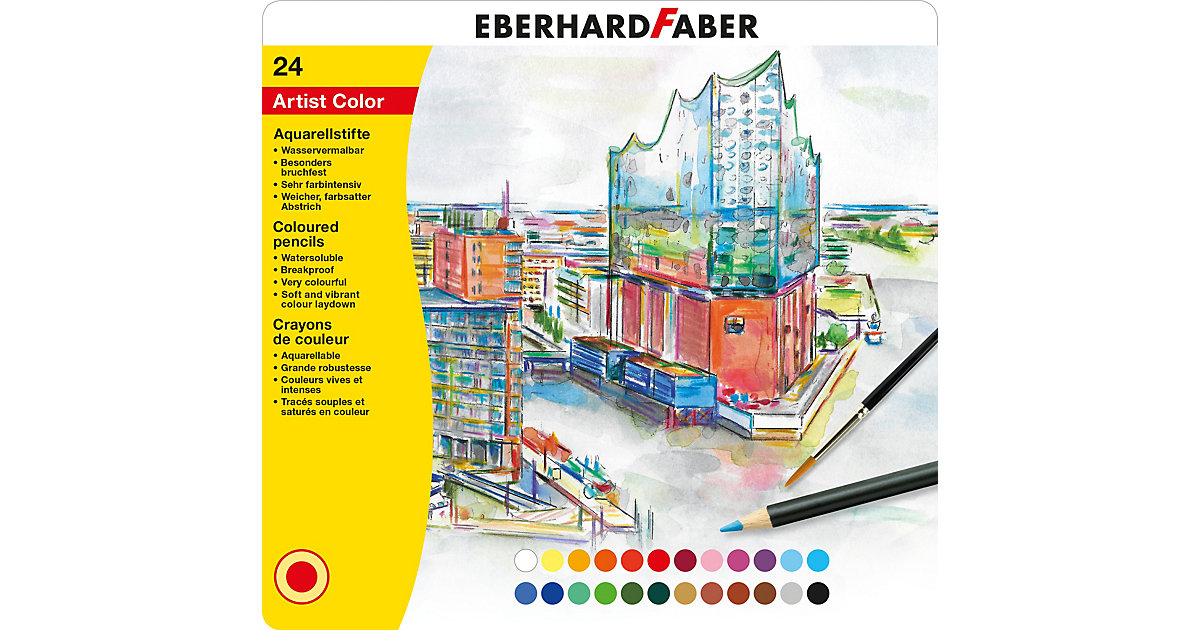 AquarellBuntstifte im Etui, 24 Farben von Eberhard Faber