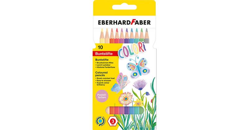 Buntstift Pastell hexagonal, 10 Farben bunt von Eberhard Faber