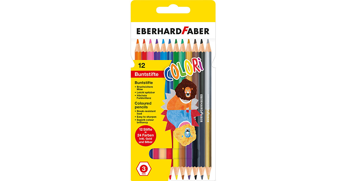 Buntstifte COLORI DUO, 12 Stifte - 24 Farben, inkl. Gold & Silber Buntstifte COLORI DUO, 12 Stifte - 24 Farben, inkl. Gold & Silber von Eberhard Faber