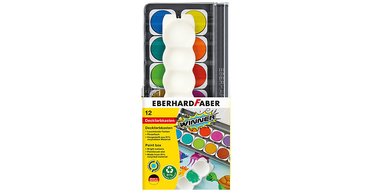 Deckfarbkasten Winner, 12 Farben, inkl. Mischpalette & Deckweiß Deckfarbkasten Winner, 12 Farben, inkl. Mischpalette & Deckweiß von Eberhard Faber