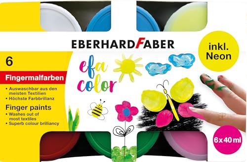 EBERHARD FABER 578603 - Fingerfarben Set EFA Color, 6 Farben je 40 ml, inkl. 2 Neonfarben, Fingerfarben Kinder ungiftig EBERHARD FABER 578603 - Fingerfarben Set EFA Color, 6 Farben je 40 ml, inkl. 2 Neonfarben, Fingerfarben Kinder ungiftig von Eberhard Faber