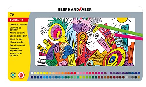 Eberhard Faber 514872 - Buntstifte in 72 Farben, hexagonale Form, im Metalletui, zum Malen, Illustrieren und Zeichnen von Eberhard Faber