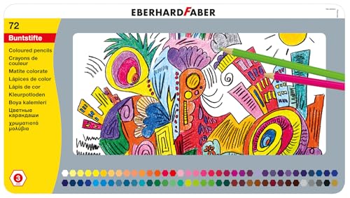 Eberhard Faber 514872 - Buntstifte in 72 Farben, hexagonale Form, im Metalletui, zum Malen, Illustrieren und Zeichnen von Eberhard Faber