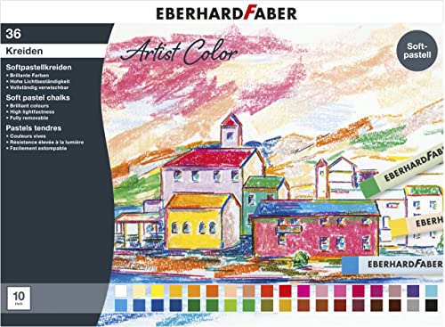 Eberhard Faber 522536 - Artist Color Softpastellkreiden in 36 brillanten Farben, weicher Abstrich, im Kartonetui, zum Mischen und Verreiben, ideal für flächiges Malen, in der Schule und Freizeit von Eberhard Faber