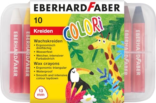 Eberhard Faber 524011 - Wachsmalkreide Colori, 10 wasserfeste Wachsmalstifte im Kunststoffetui von Eberhard Faber