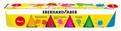 Eberhard Faber 575507 - EFA Color Schulmalfarben-Set mit 6 leuchtenden Neon-Farben in Näpfchen zu je 25 ml, lichtecht, verdünn- und vermischbar, geeignet für viele Maltechniken von Eberhard Faber