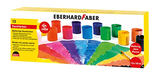 Eberhard Faber 575613 - EFA Color Malfertige Deckfarben, Set mit 13 Farben in Dosen zu je 18 ml, höchste Deckkraft, vermischbar, geeignet für unterschiedliche Maluntergründe von Eberhard Faber