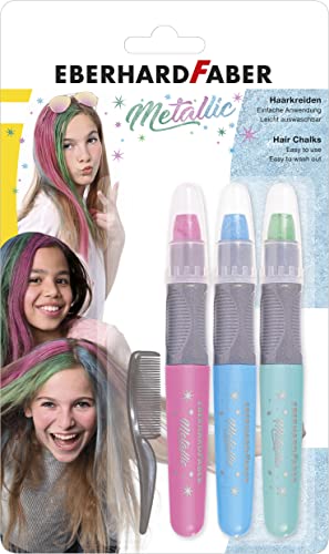 Eberhard Faber 579205 - Haarkreide für Kinder, 3 Metallic Farben, mit Haarkamm, leicht abwaschbar Eberhard Faber 579205 - Haarkreide für Kinder, 3 Metallic Farben, mit Haarkamm, leicht abwaschbar von Eberhard Faber