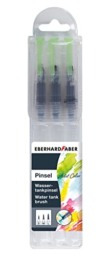 Eberhard Faber 579925 - Wassertankpinsel, 3 Stück mit verschiedenen Pinselspitzen, Wassertank mit 7,5 ml Fassungsvermögen, für Kunststudenten und Hobbykünstler, ideal für unterwegs von Eberhard Faber