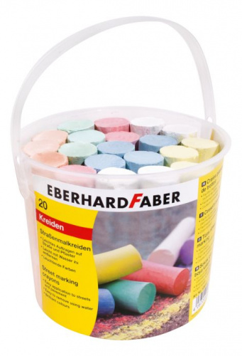 Eberhard Faber Straßenmalkreide farbig sortiert 20 Stück im Eimer von Eberhard Faber