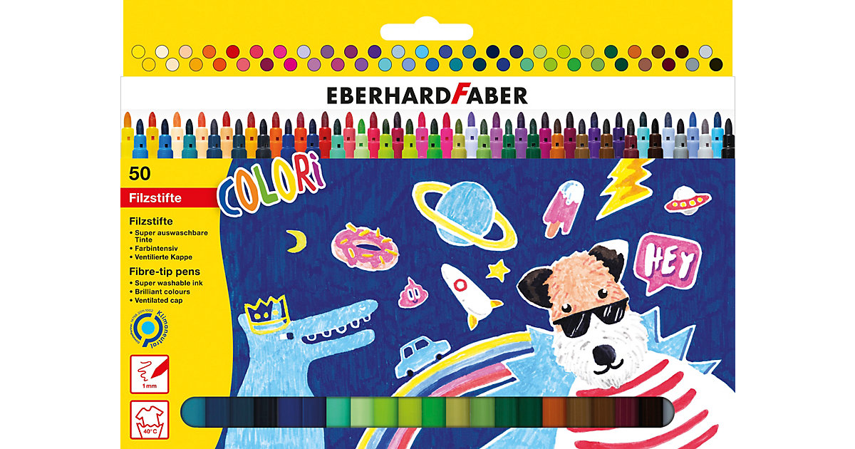 Fasermaler COLORI, 50 Farben mehrfarbig von Eberhard Faber