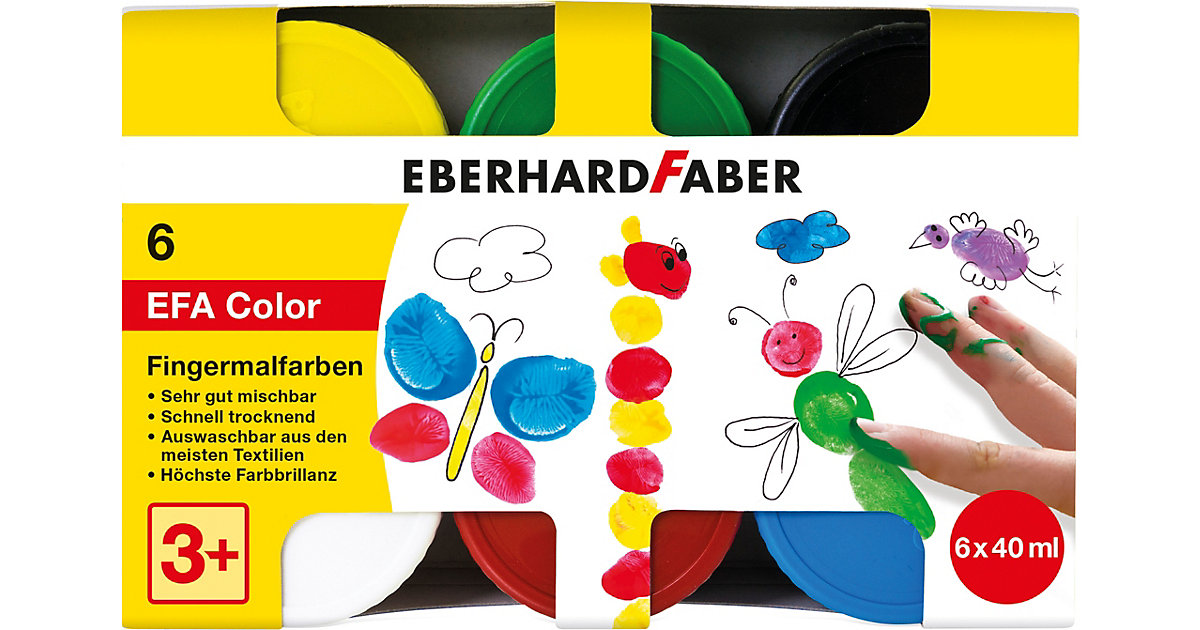 Fingermalfarbe EFA Color, 6 x 40 ml bunt von Eberhard Faber