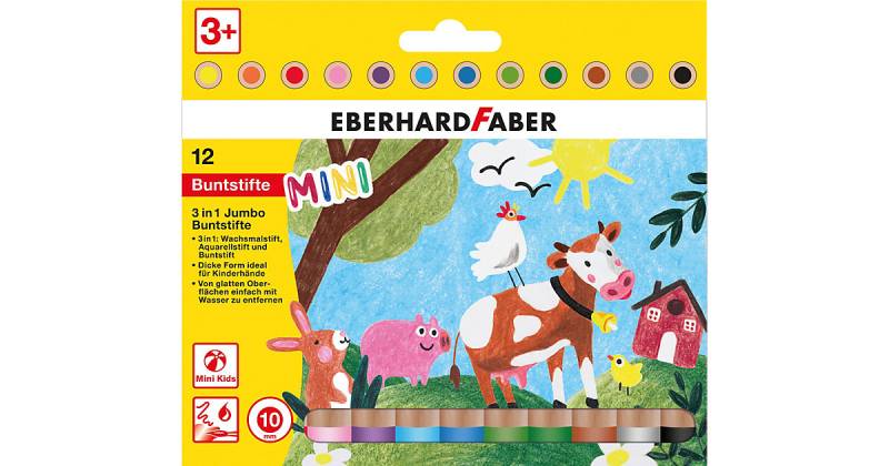 Mini Kids 3in1 Jumbo-Buntstifte, 12 Farben von Eberhard Faber
