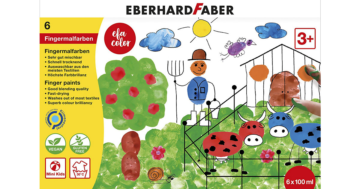 Mini Kids Fingermalfarbe, 6 x 100 ml von Eberhard Faber