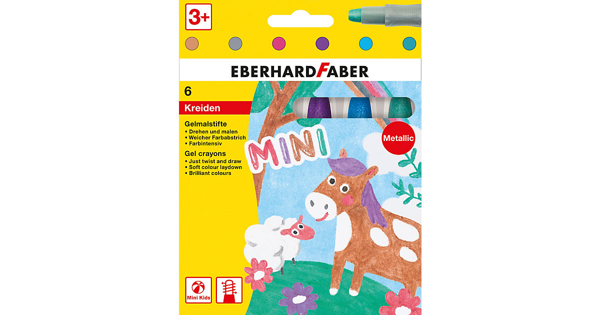 Mini Kids Gelmalstifte/Fenstermaler, 6 Glitter-Farben von Eberhard Faber