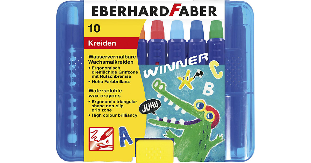 Wachsmalkreide Winner wasservermalbar, 10 Farben in Kunststoffbox Wachsmalkreide Winner wasservermalbar, 10 Farben in Kunststoffbox von Eberhard Faber